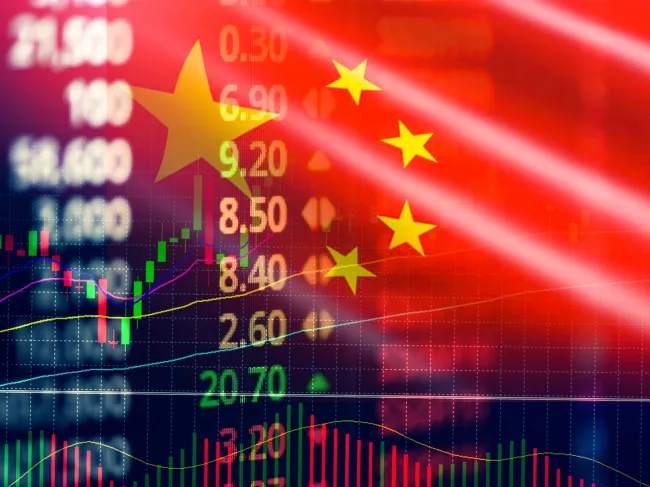 china flag and graph